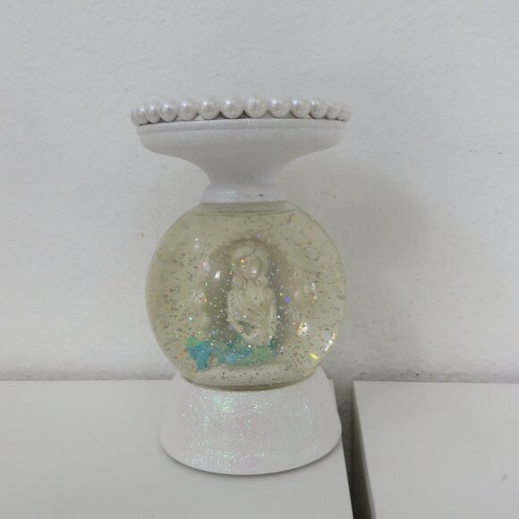 (#104) Bath Body Works Lighted Mermaid Pearl Water Globe 3-Wick Candle Holder - Picture 2 of 8